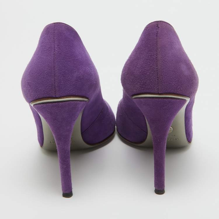 Pre Owned Dolce & Gabbana Purple Suede Open Toe Pumps Size 38