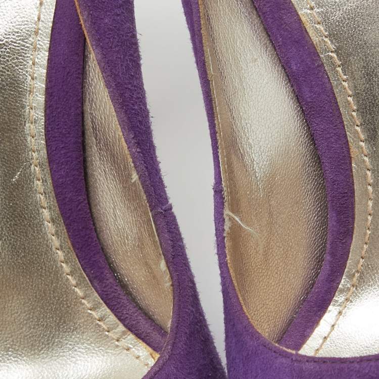 Pre Owned Dolce & Gabbana Purple Suede Open Toe Pumps Size 38