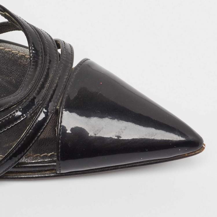 Pre Owned Dolce & Gabbana Black Patent Cutout Pointed Toe Pumps Size 37.5
