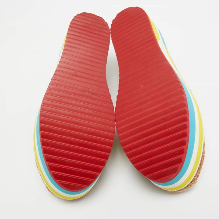 Pre Owned Dolce & Gabbana Multicolor Print Jacquard Platform Espadrilles Size 37