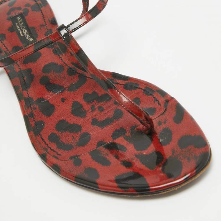 Pre Owned Dolce & Gabbana Brown/Black Patent Slingback  Flats Size 39