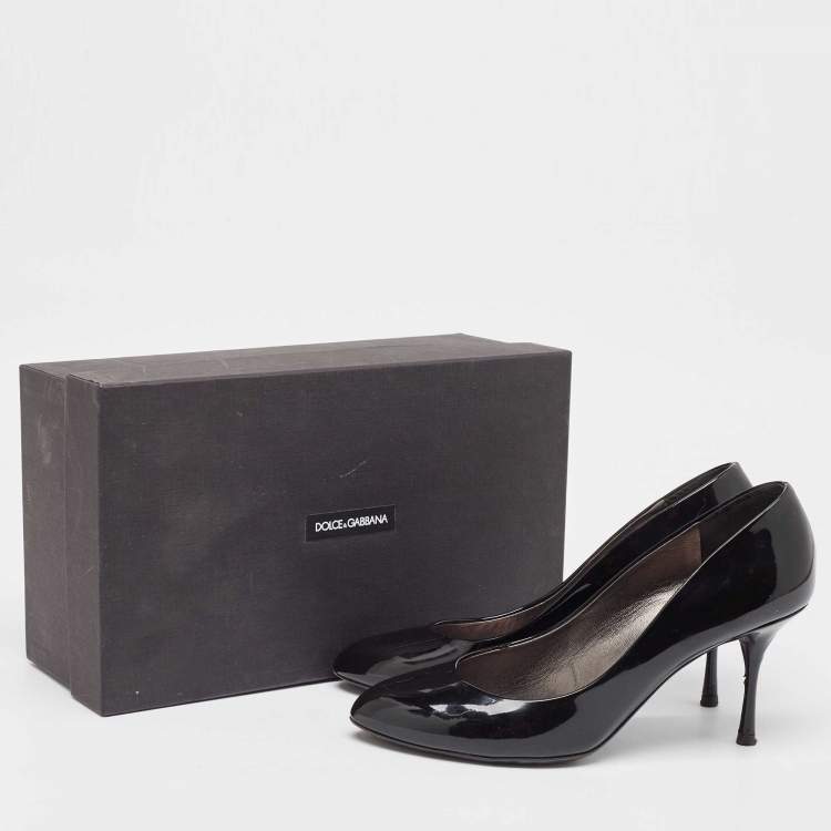 Pre Owned Dolce & Gabbana Black Patent Leather Pumps Size 38