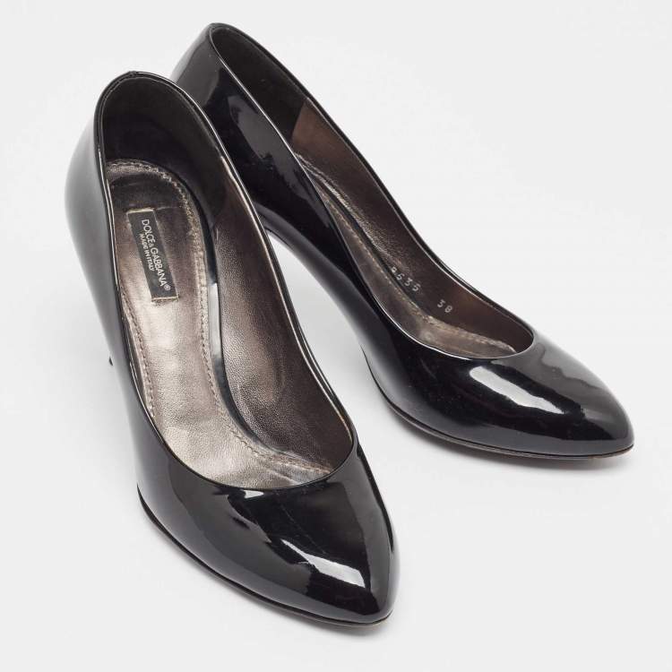Pre Owned Dolce & Gabbana Black Patent Leather Pumps Size 38