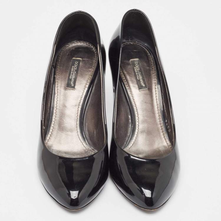 Pre Owned Dolce & Gabbana Black Patent Leather Pumps Size 38