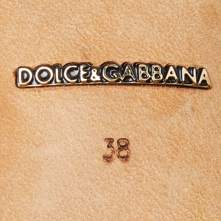 Pre Owned Dolce & Gabbana Multicolor Fabric Crystal Embellished Slingback Pumps Size 38