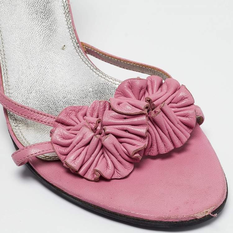 Pre Owned Dolce & Gabbana Pink Leather Ankle Strap Sandals Size 39