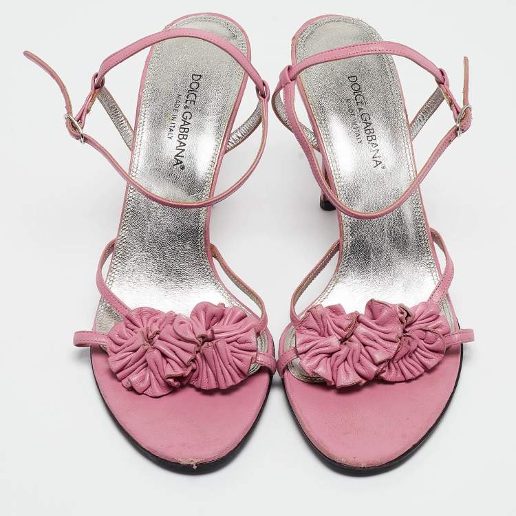 Pre Owned Dolce & Gabbana Pink Leather Ankle Strap Sandals Size 39