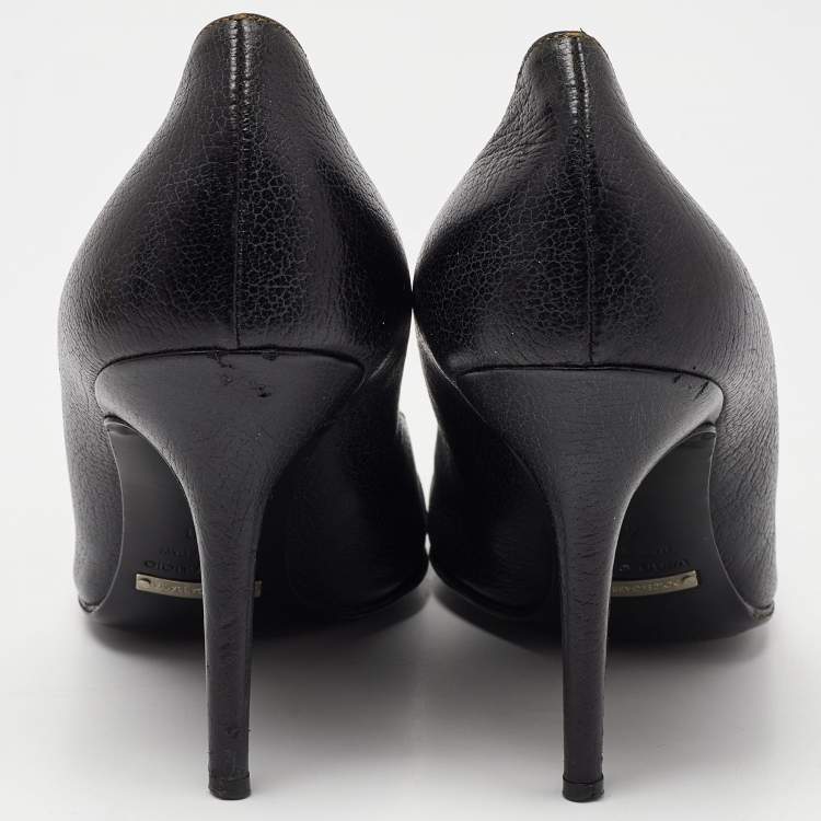 Pre Owned Dolce & Gabbana Black Leather Buckle Pointed Toe Pumps Size 40
