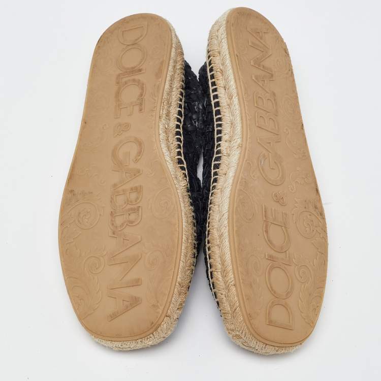 Pre Owned Dolce & Gabbana Blue Woven Leather Espadrille Flats Size 40