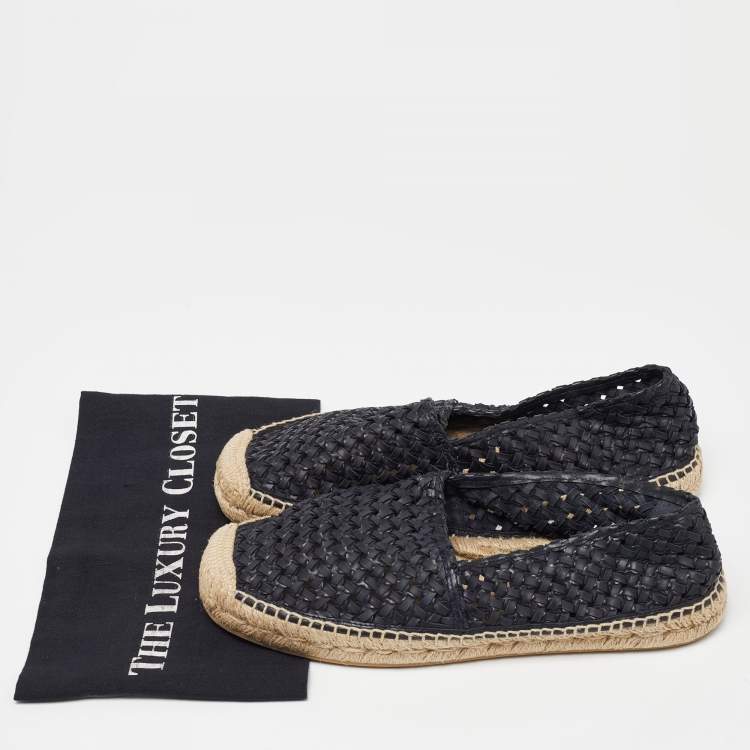 Pre Owned Dolce & Gabbana Blue Woven Leather Espadrille Flats Size 40