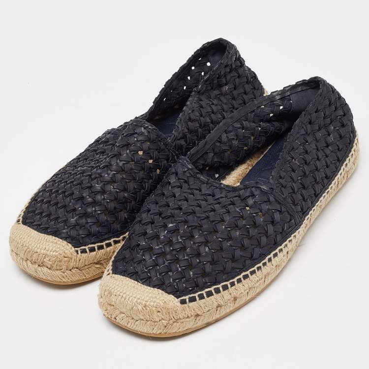 Pre Owned Dolce & Gabbana Blue Woven Leather Espadrille Flats Size 40