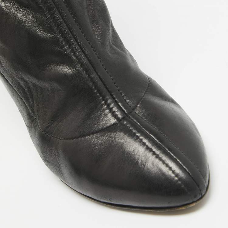 Pre Owned Dolce & Gabbana Black Leather Ankle Boots Size 37