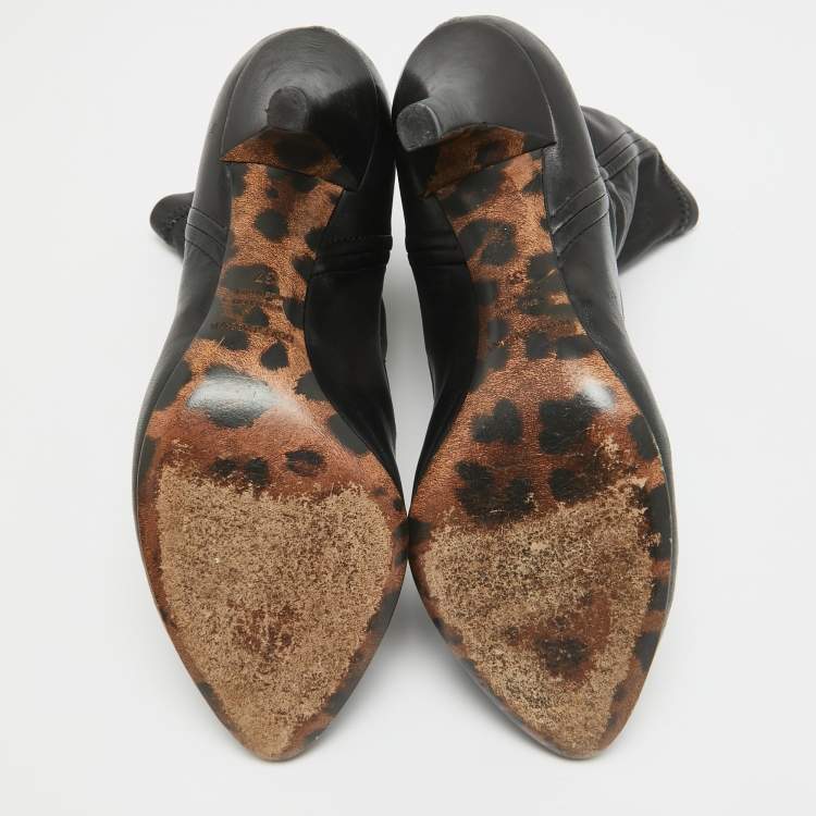 Pre Owned Dolce & Gabbana Black Leather Ankle Boots Size 37