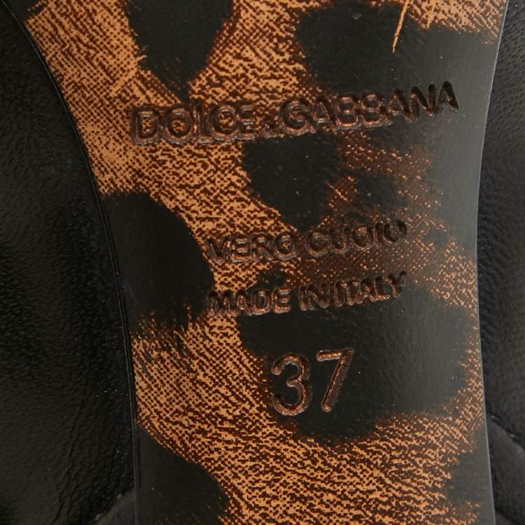 Pre Owned Dolce & Gabbana Black Leather Ankle Boots Size 37