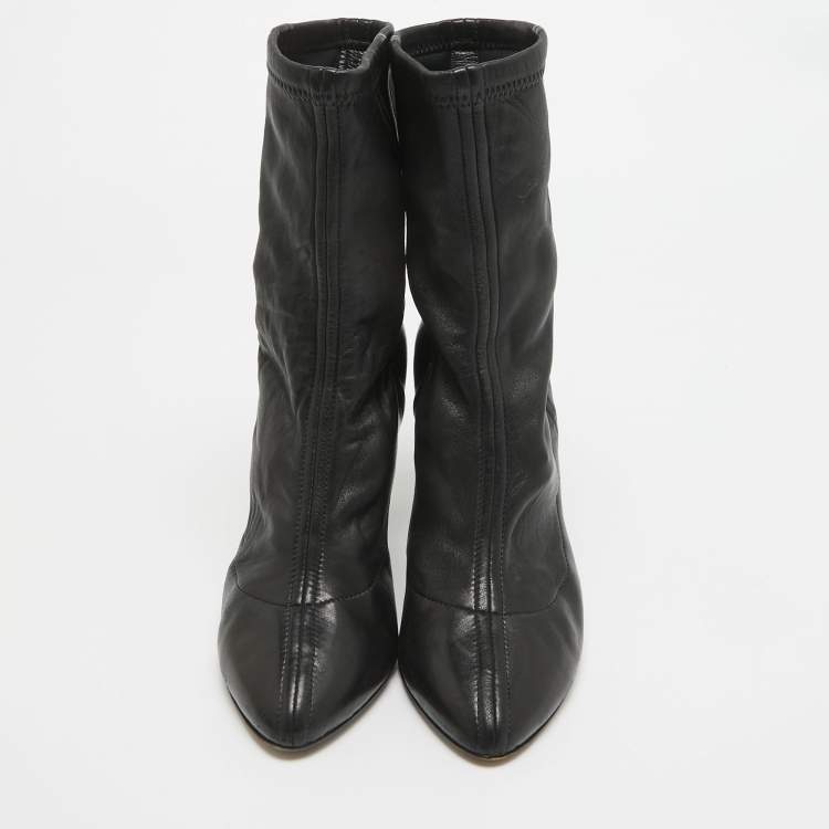 Pre Owned Dolce & Gabbana Black Leather Ankle Boots Size 37