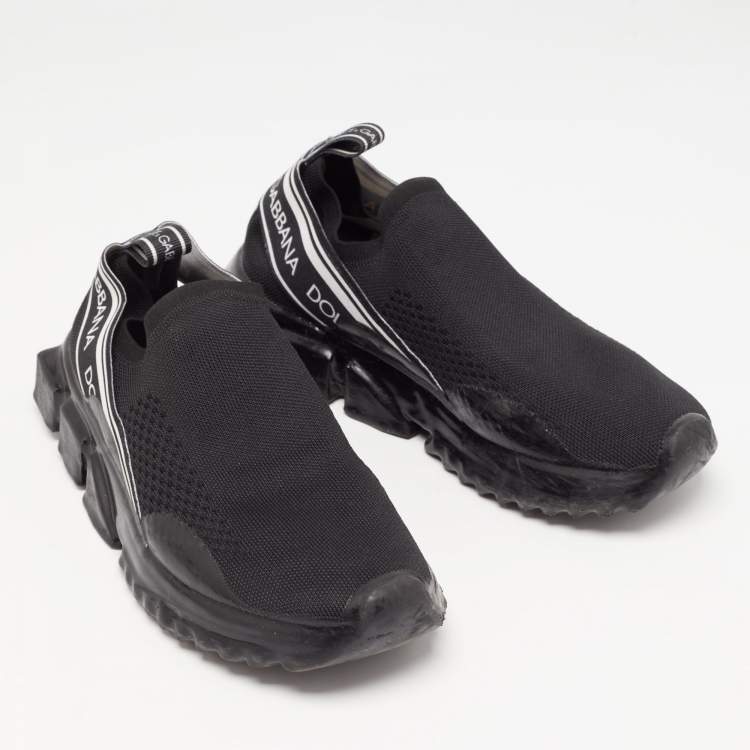 مملوكة مسبقًا Dolce & Gabbana Black Fabric Sorrento Slip On Sneakers Size 38