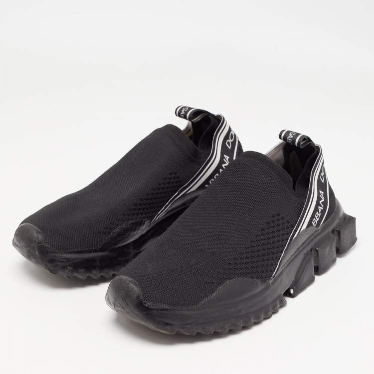 مملوكة مسبقًا Dolce & Gabbana Black Fabric Sorrento Slip On Sneakers Size 38