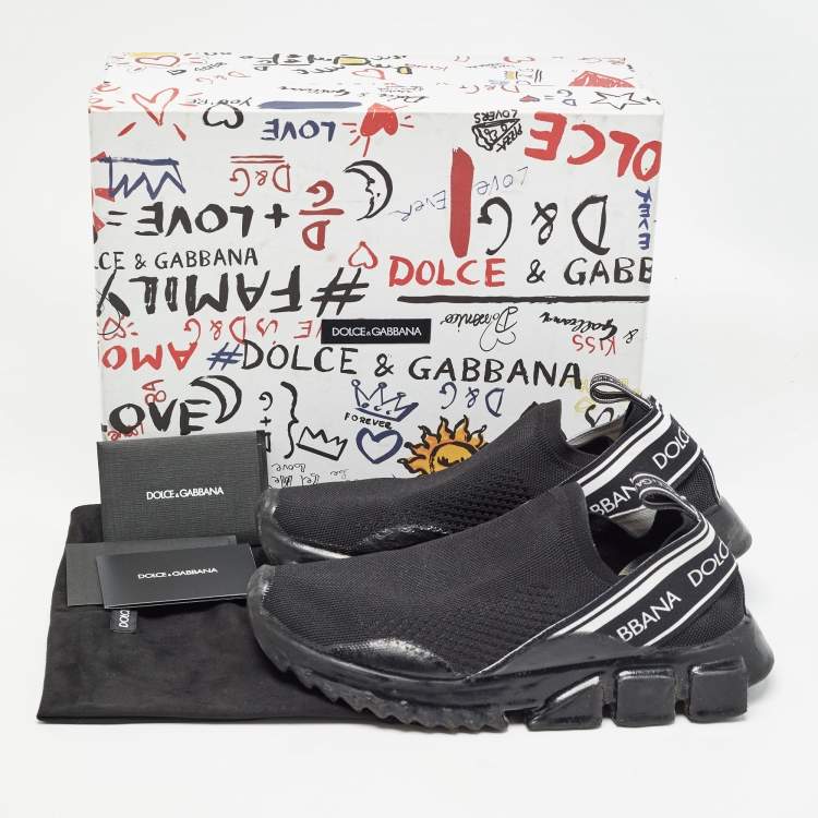 مملوكة مسبقًا Dolce & Gabbana Black Fabric Sorrento Slip On Sneakers Size 38