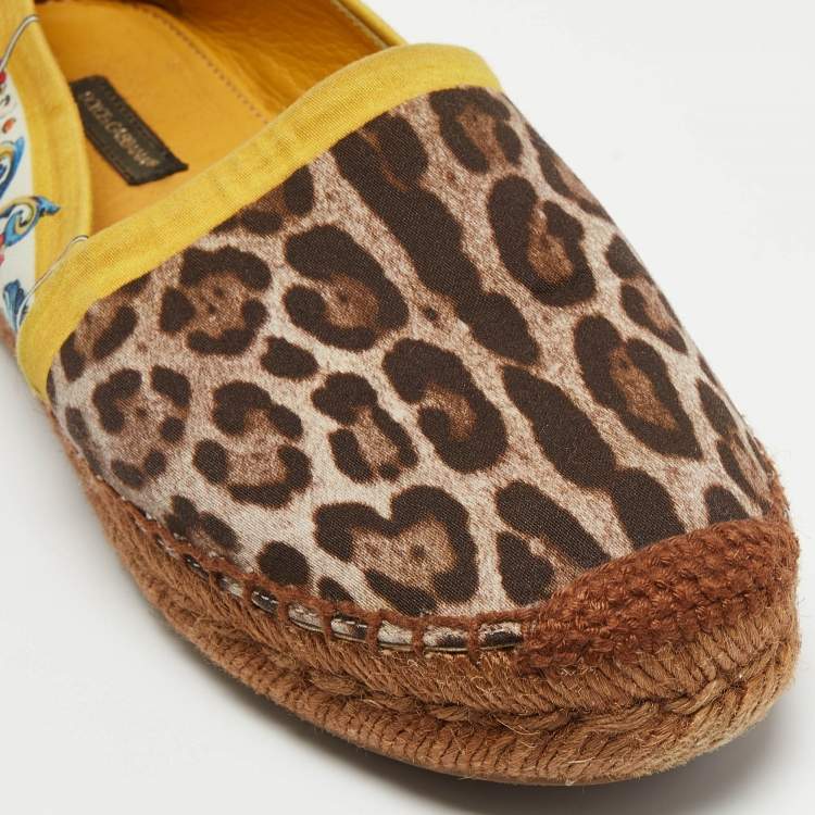 Pre Owned Dolce & Gabbana Multicolor Printed Fabric Espadrille Flats Size 38