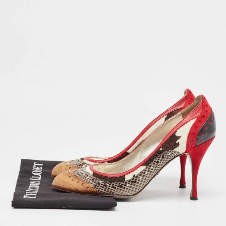 Pre Owned Dolce & Gabbana Multicolor Snakeskin and Leather Pumps Size 41
