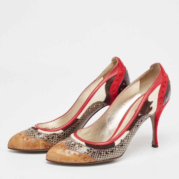 Pre Owned Dolce & Gabbana Multicolor Snakeskin and Leather Pumps Size 41