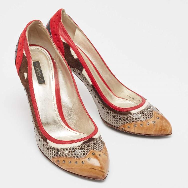 Pre Owned Dolce & Gabbana Multicolor Snakeskin and Leather Pumps Size 41
