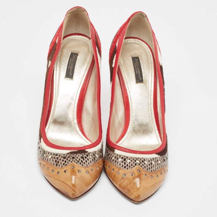 Pre Owned Dolce & Gabbana Multicolor Snakeskin and Leather Pumps Size 41