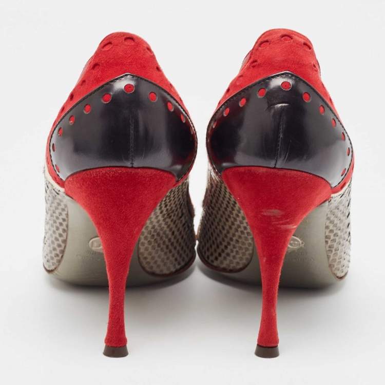 Pre Owned Dolce & Gabbana Multicolor Snakeskin and Leather Pumps Size 41