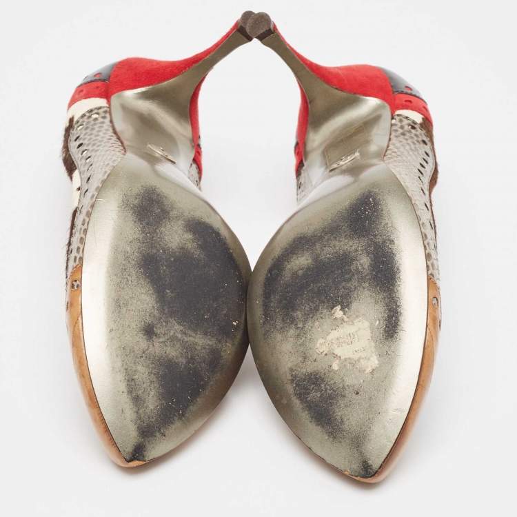 Pre Owned Dolce & Gabbana Multicolor Snakeskin and Leather Pumps Size 41
