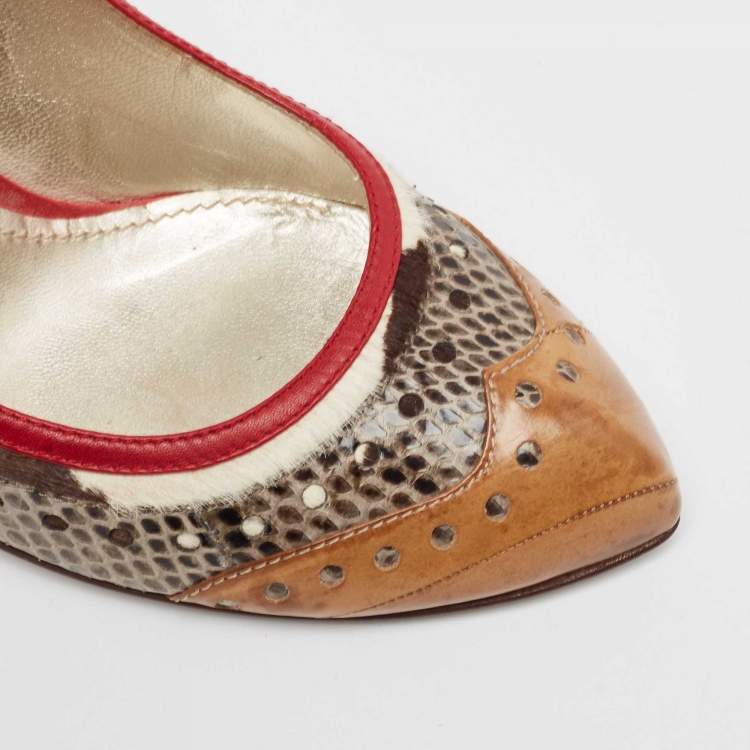 Pre Owned Dolce & Gabbana Multicolor Snakeskin and Leather Pumps Size 41