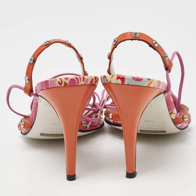 Pre Owned Dolce & Gabbana Multicolor Patent and Leather Ankle Tie Open Toe Sandals Size 40