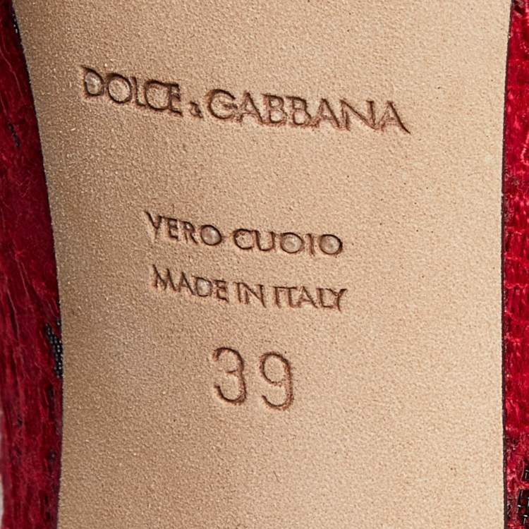 Pre Owned Dolce & Gabbana Red Lace Pointed Toe Pumps Size 39