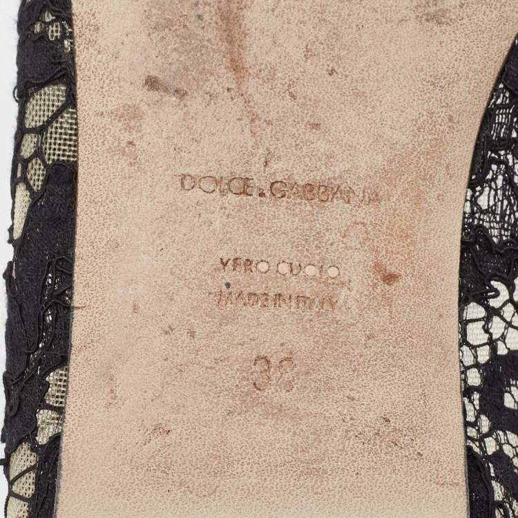 Pre Owned Dolce & Gabbana Black Lace Smoking Slippers Size 38