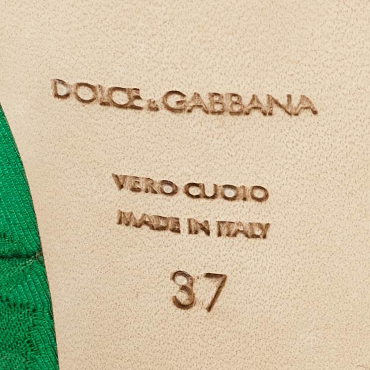 Pre Owned Dolce & Gabbana White/Green Canvas Peep Toe Pumps Size 37