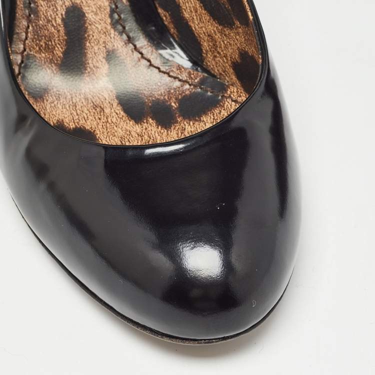 Pre Owned Dolce & Gabbana Black Patent Leather Round Toe Pumps Size 37
