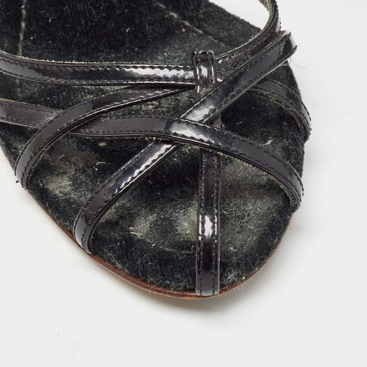 Pre Owned Dolce & Gabbana  Black Patent Knotted Sandals Size 35