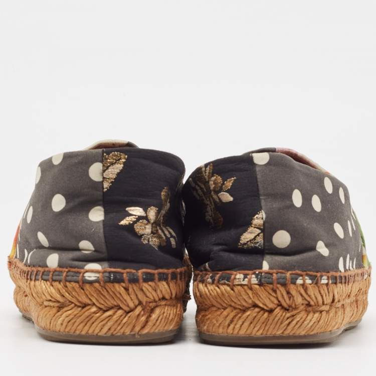 Pre Owned Dolce & Gabbana Multicolor Canvas Espadrille Flats Size 38