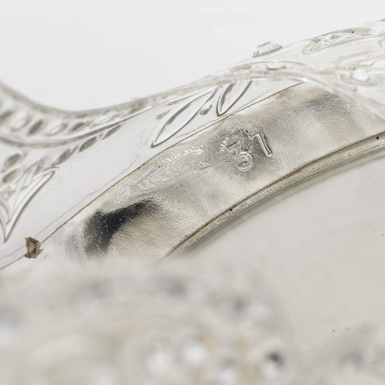 Pre Owned Dolce & Gabbana Transparent PVC Cinderella Swarovski Embellished Pumps Size 37