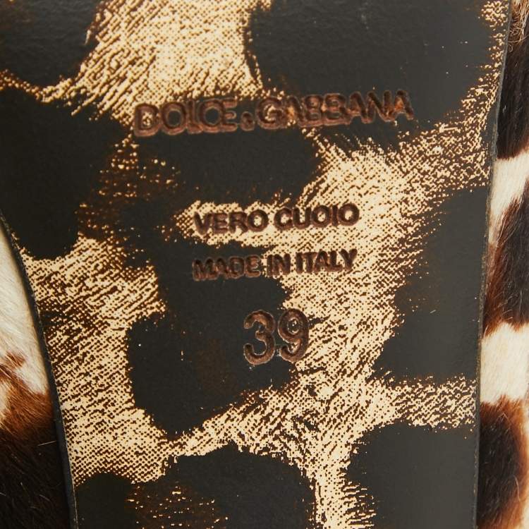 Pre Owned Dolce & Gabbana Brown/Beige Calf Hair Peep Toe Pumps Size 39 