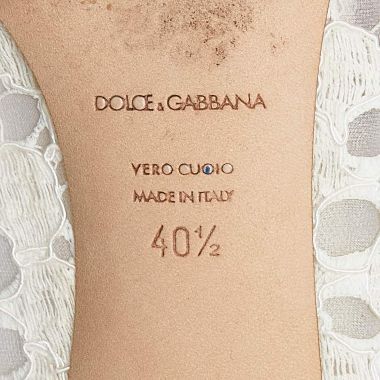 Pre Owned Dolce & Gabbana Off White Lace Sequin/Beads Embellished Bellucci Pumps Size 40.5