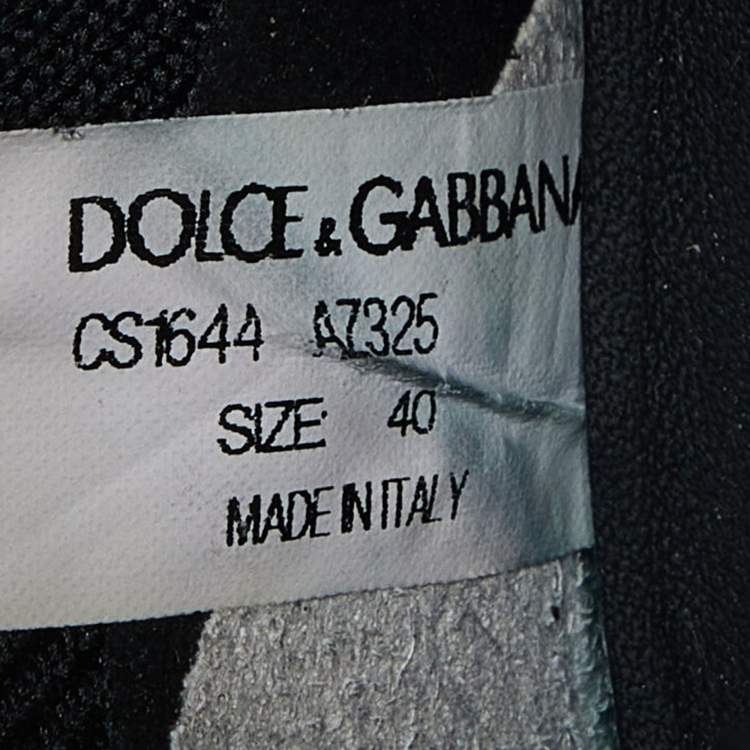 Pre Owned Dolce & Gabbana Black Knit Fabric Crystal Embellished Sorrento Sneakers Size 40