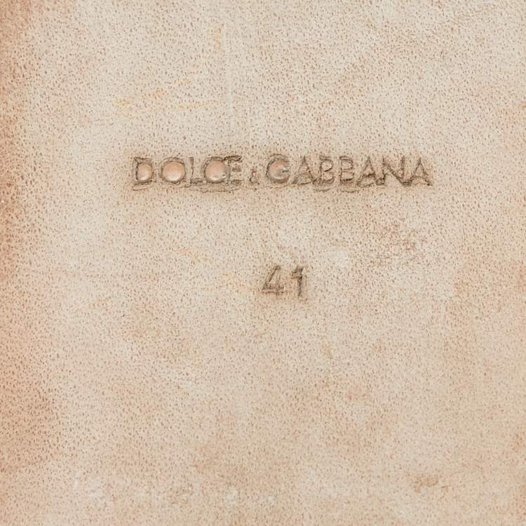 Pre Owned Dolce & Gabbana Pink Lace Crystal Embellished Flat Mules Size 41