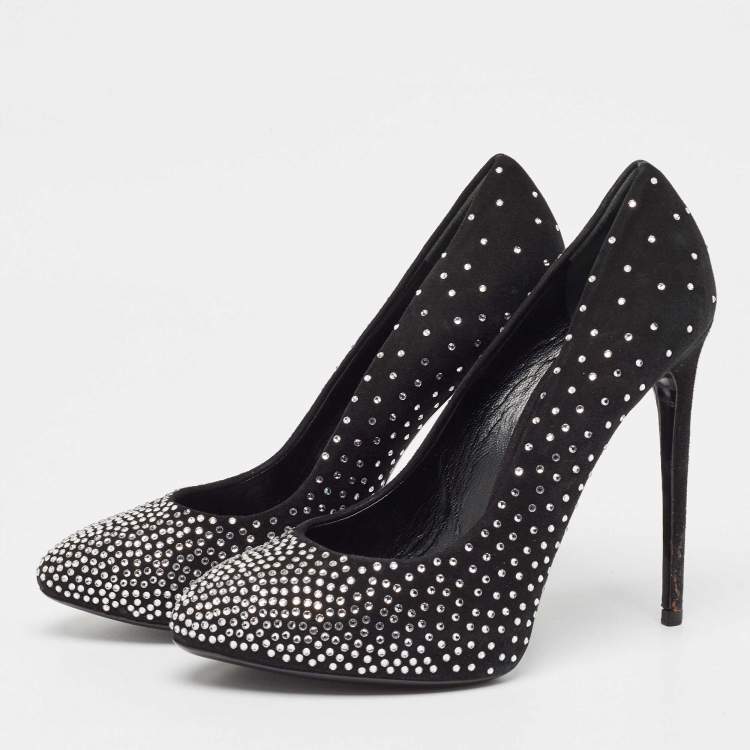 Pre Owned Dolce & Gabbana Black Suede Crystal Embellished Pumps Size 40