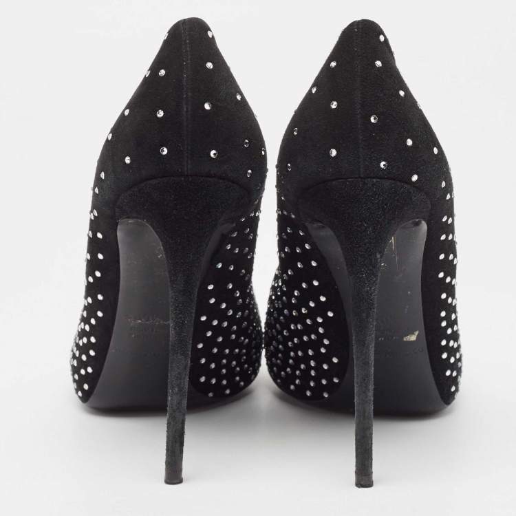 Pre Owned Dolce & Gabbana Black Suede Crystal Embellished Pumps Size 40