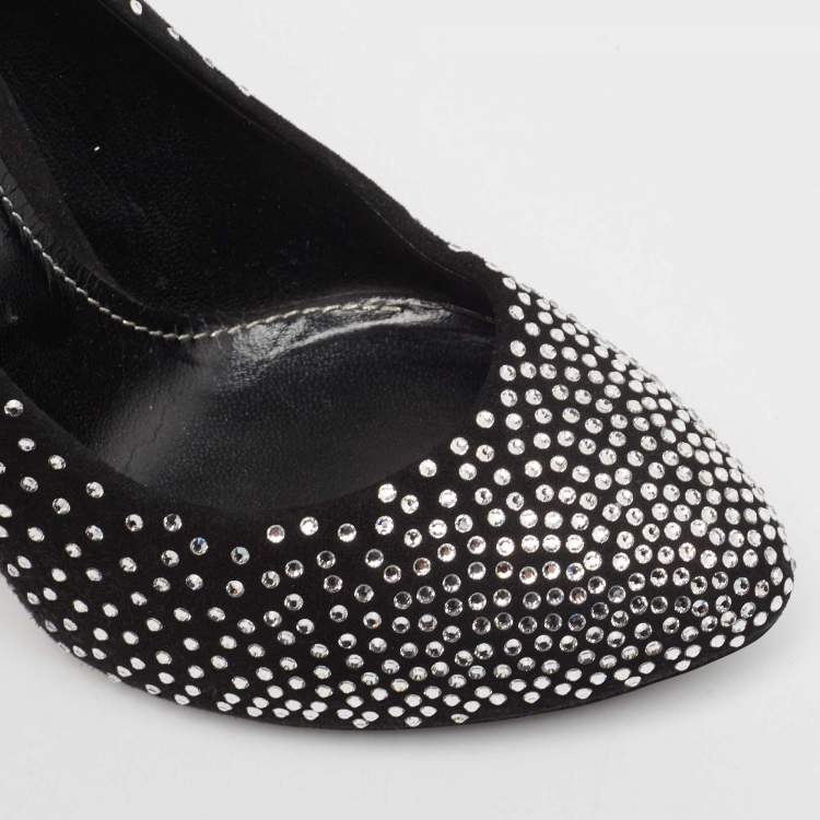 Pre Owned Dolce & Gabbana Black Suede Crystal Embellished Pumps Size 40