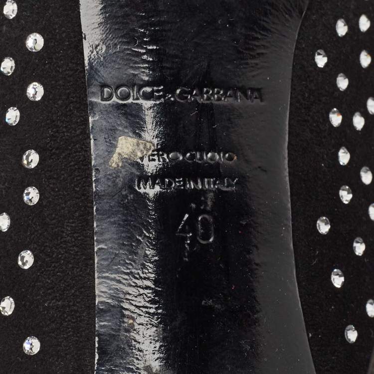 Pre Owned Dolce & Gabbana Black Suede Crystal Embellished Pumps Size 40