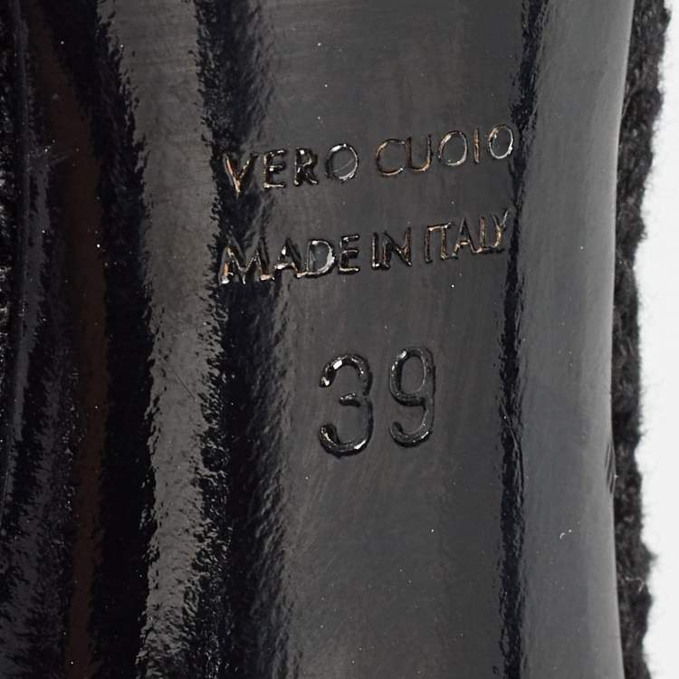 مملوكة مسبقًا Dolce & Gabbana Black Lace And Leather Crochet Pointed Toe Pumps Size 39