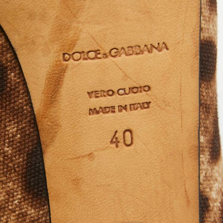 Pre Owned Dolce & Gabbana Black/Brown Patent and Canvas Peep Toe Pumps Size 40