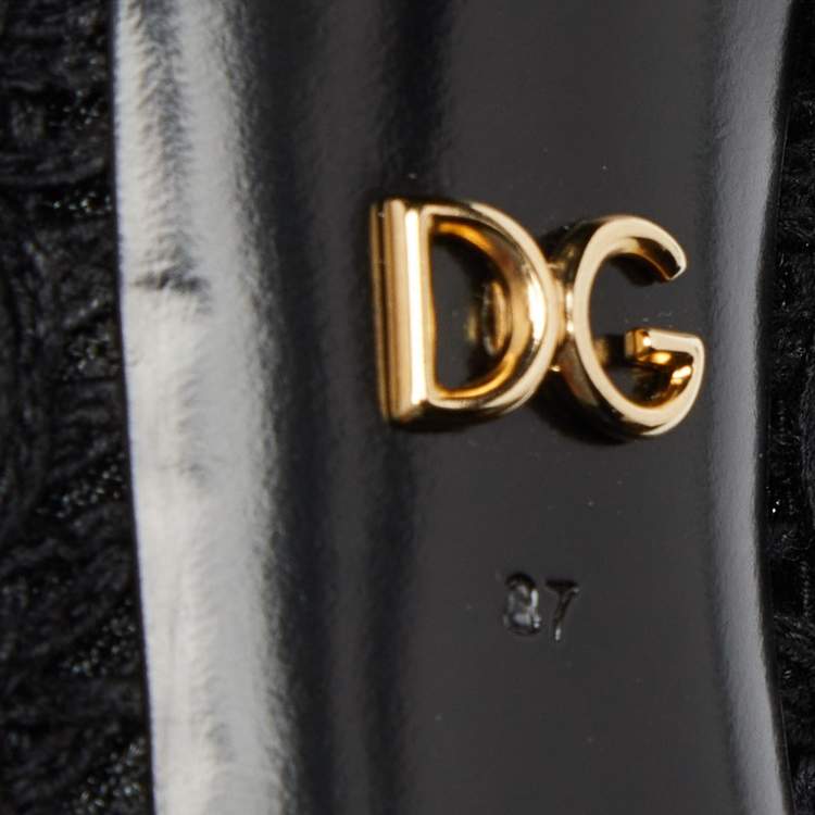 Pre Owned Dolce & Gabbana Black Lace Peep Toe Pumps Size 37