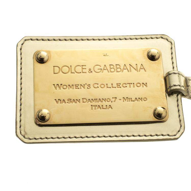 مملوكة مسبقًا Dolce & Gabbana Metallic Leather Logo Plaque Keyring